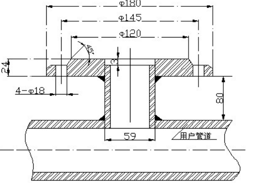 安装底座与被测管道的焊接图